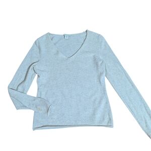 White + Warren 100% Cashmere V-Neck Sweater Oatmeal Cream Sz S